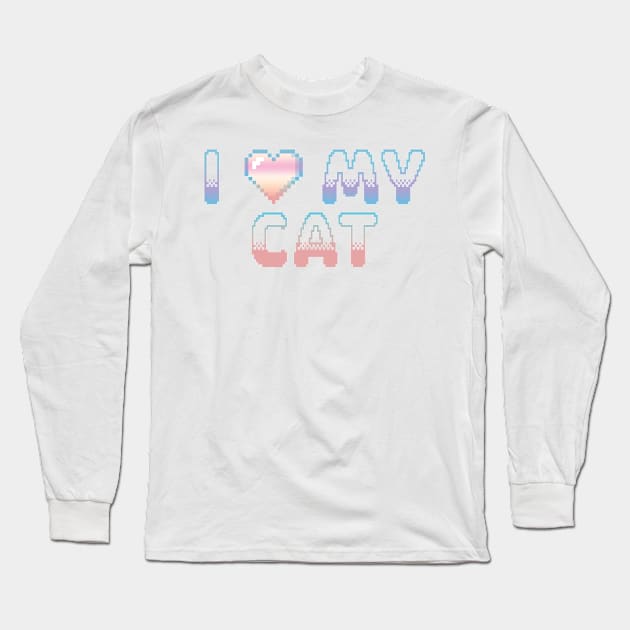 I Heart My Cat Classic Video Game Graphic Rainbow Pastel Gradient Long Sleeve T-Shirt by ArtHouseFlunky